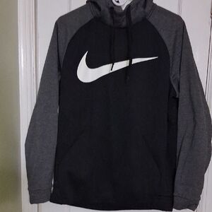Nike Black and Gray Logo Pullover Hoodie